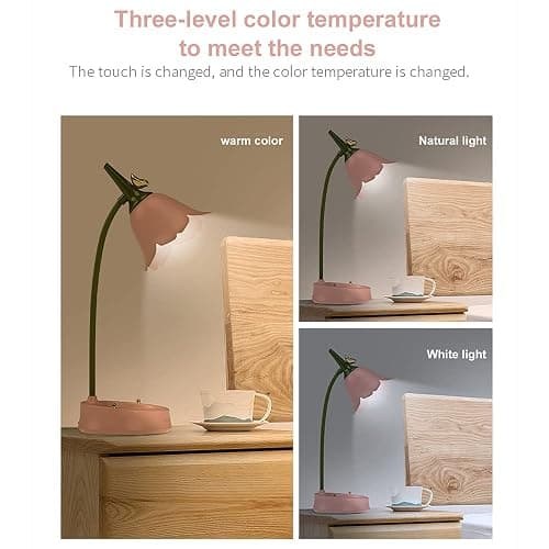 magical JD LED Desk Lamp Cordless Table Light Adjustable Gooseneck Dimmable Touch Rechargeable Battery Eye-Caring Night Light for Kids,Mini Cute Lamp for College Dorm Bedroom Reading thumbnail 6