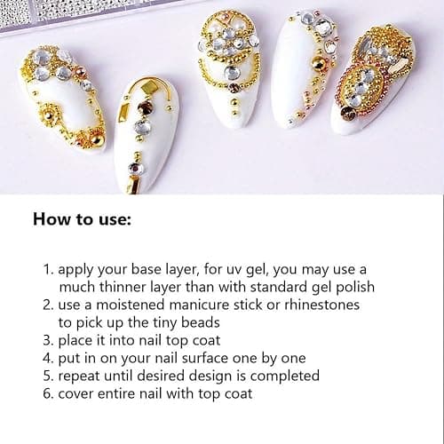 0.8mm Mini Small Nail Beads Stainless Steel Beads Nail Chain Charms Nails Art Decorations Gun Grey Nail Studs Gold Caviar Nail Charms DIY Tool Nail Studs Accessories Cold Nail Gems (Gold) thumbnail 8