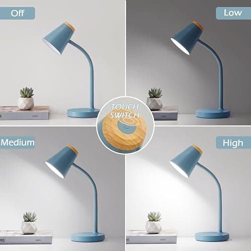 EJIAXIN Desk Lamps for Home Office - Small LED Desk Lamp Touch Dimmable Reading Light for College Dorm Room - Adjustable Flexible Gooseneck Table Lamp for Bedside Bedroom Nightstand Blue thumbnail 2
