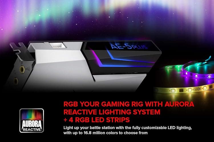 Creative Sound BlasterX AE-5 Plus Pure Edition SABRE32 Ultra-Class 32-bit/384kHz PCI-e Gaming Sound Card and DAC with Dolby Digital and DTS, Xamp Discrete Headphone Bi-amp, 122dB SNR, RGB LED Strips thumbnail 2