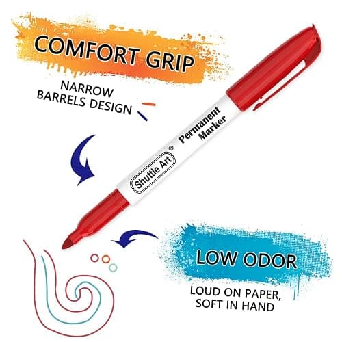 Shuttle Art 30 Colors Permanent Markers, Fine Point, Assorted Colors, Works on Plastic,Wood,Stone,Metal and Glass for Kids Adult Coloring Doodling Marking thumbnail 5