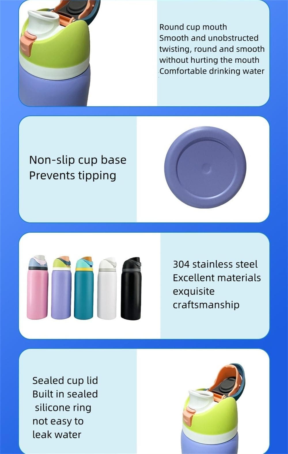 900ml Insulated Stainless Steel Water Bottle with Straw for Outdoor Sports Travel BPA Free Leakproof Car Bottles … (Rose Quartz) thumbnail 7