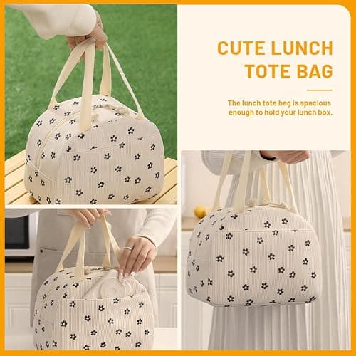 DIFLAX Sac Isotherme Repas, Lunch Bag Isotherme Femme, Sac À Lunch Isotherme Lunch Box Isotherme Glaciere Souple, Sac Repas Isotherme Femme Für Bureau Arbeit Déjeuner Étudiants(Blanc, 26x21x18cm) - Image 1