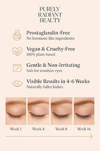 Purely Radiant Beauty Eyelash Growth Serum – Prostaglandin-Free Lash & Brow Enhancer for Longer, Thicker Lashes – Vegan, Cruelty-Free, Castor Oil Based – Natural Lash Serum for Growth thumbnail 3