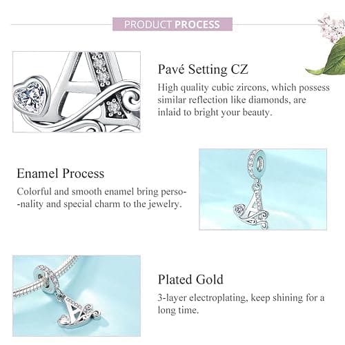 XOYOYZU Silver Letter Charm Fit for Pandora Charms Bracelet Alphabet Initial Dangle Charms Beads Jewelry Gifts for Women thumbnail 6