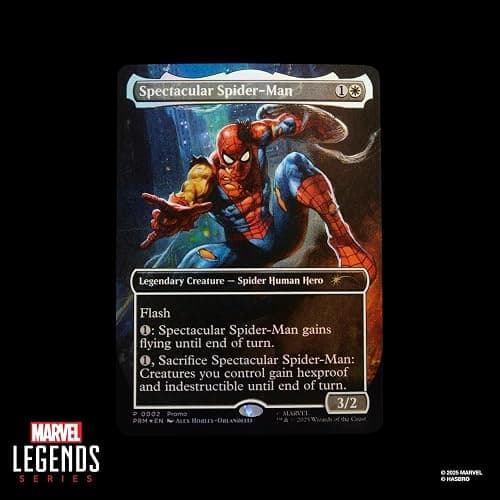 Marvel Legends Series Magic: The Gathering Battle-Damaged Spider-Man, 6-Inch Action Figure Toy & Exclusive Foil Collectible Card Game Trading Card thumbnail 3