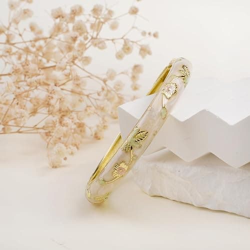 DLYFNVEV Vintage Flower Bangle Chinoiserie Cloisonne Bracelet For Women Summer Elegant Vibrant Ethnic Jewelry Gifts thumbnail 4