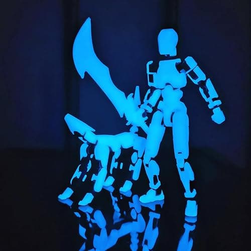 masijssa Titan 13 Action Figures (Grow in The Dark Blue) T13 3D Action Figure Set Already Assembled Dummy Robot Nova 13 Printed Multi-Jointed Movable Toy for Gift Collectors (Blue Black + Dog) thumbnail 2