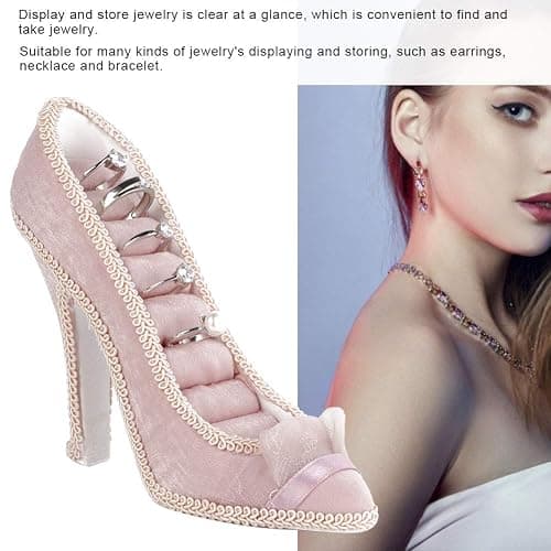 Earrings Display Rack, Jewelry Display Organizer Model Dress High-Heeled Shoes Earring Ring Holder Stand Display for Women Girl Gifts(High-Heeled-2 5.3 4.5in) thumbnail 5