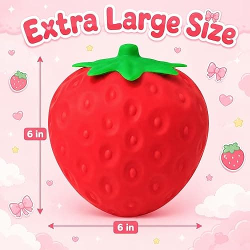 Strawberry Squishy Squeeze Toy, Giant Jumbo Realistic Strawberry Stress Relief Toy for Adults, Dough Stress Ball Sensory Fidget for Anxiety Relief Party Favors Goodie Bag Fillers Birthday Gifts thumbnail 3