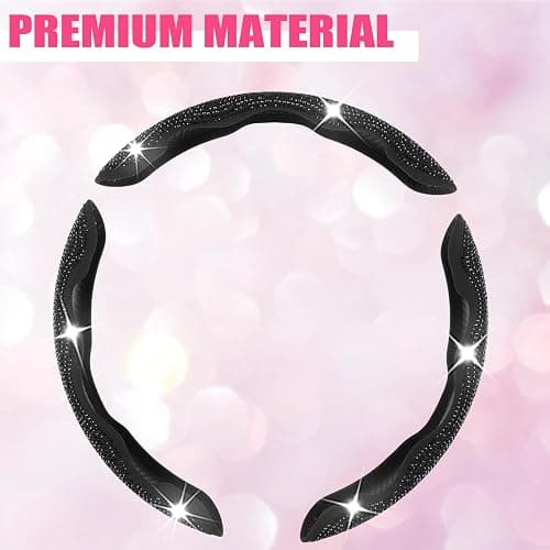 West Llama Diamond Bling Car Steering Wheel Cover with Crystal Rhinestones,3PCS Segmented Steering Wheel Protector,Universal for 99% Cars for Women(Black with Black Diamond) thumbnail 7