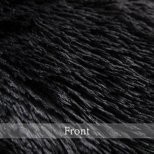 ANRODUO Pack of 2 Black Throw Pillow Covers Luxury Fluffy Pillows Faux Fur Decorative Pillows Plush Cushion Case Fuzzy Mongolian Merin Style for Bed Couch Sofa Living Room Halloween Decor 18x18 Inch thumbnail 3