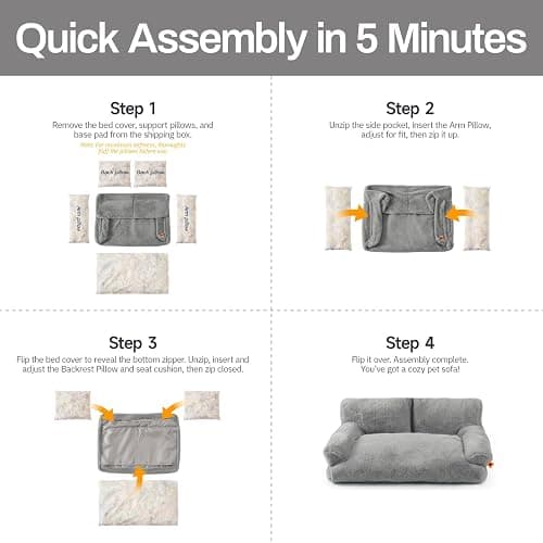 MEWOOFUN Cat Bed for Indoor Cats, Washable Dog Beds for Small Medium Dogs & Cats, Fluffy Cat Couch with Non-Slip Bottom (Grey, 33.5" L x 25.6" W x 11.5" Th) thumbnail 8