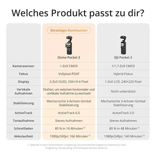 DJI Osmo Pocket 3 Kreativ Combo, vlog kamera 4K mit 1-Zoll-CMOS und 4K/120 fps Video, 3-Achsen-Stabilisierung, digital kamera, schnelles Scharfstellen, inkl. Mikrofon für klaren Ton, YouTube thumbnail 8