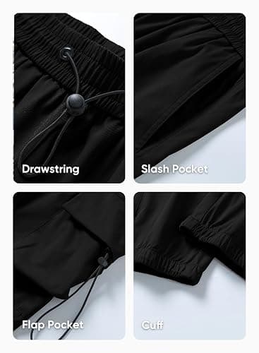 JMIERR Men's Baggy Cargo Pants Trendy Casual Parachute Pant Loose Fit Harem Joggers with Pockets for Streetwear - Small - A1 Black thumbnail 4