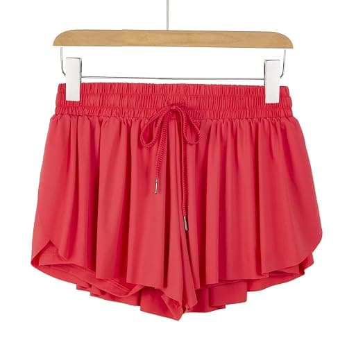 Blaosn Flowy Athletic Shorts for Women Gym Yoga Workout Running Short Pants Tennis Skort Skirt Cute Clothes Casual Summer - 3"Inseam - X-Large - Red thumbnail 2