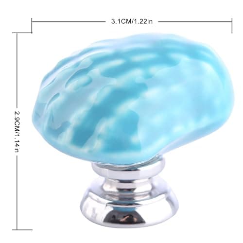 Joyindecor Ceramic Seashell Nautical Drawer Pulls Handles for Kitchen Cabinet Dresser Cupboard Wardrobe, Beach/Ocean Theme Knobs Coastal Dreseer Knobs, Pack of 6 (Blue) thumbnail 3