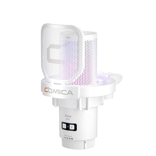 comica EJoy Uni (A)-White USB Microphone for Computer and Smartphone,48Khz/24Bit RGB Cardioid Condenser Gaming Mic for Podcasting,Streaming,Recording,Music Creation,with Boom Arm Stand thumbnail 3