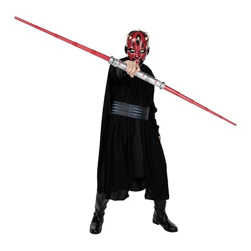 Star Wars Darth Maul Official Halloween Costume Accessory - Light-Up Retractable Plastic Double Saber thumbnail 2