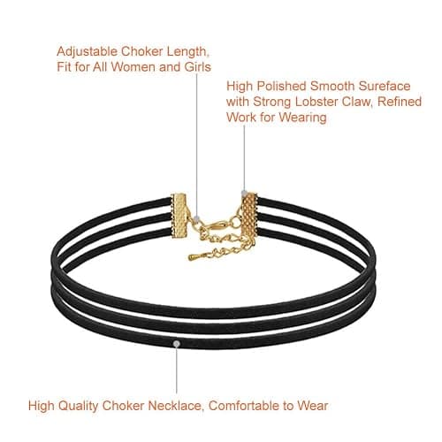 PAXCOO 10PCS Black Velvet Choker Necklaces with A Stroage Bag for Women thumbnail 2