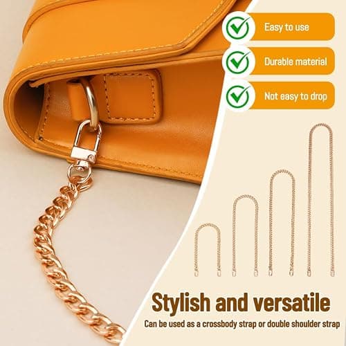 4 Different Sizes Purse Chain, Purse Strap Replacement Crossbody for Handbags, Shoulder, Crossbody Bag, Gold Purse Chains for Handbags, Bag Strap (15.75 in, 23.62 in, 31.5 in, 47.24 in) thumbnail 3