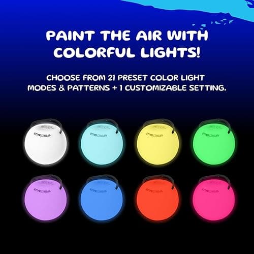 SPIN BALLS Glow.0 LED Poi – USB Rechargeable w/ 22 Vibrant Color Light Modes & Patterns – Durable, Soft-Core Spinning Balls w/Adjustable Leashes & Double-Loop Handles thumbnail 7
