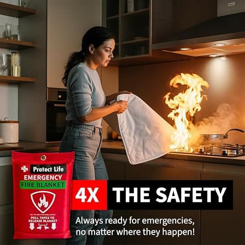 Protect Life Saving Emergency Fire Blankets 1 Pack - 40"x40", Fiberglass Fire Blanket for Home & Kitchen - Fire Suppression or Retardant Tarp - Fire Safety Kit for Car or Camping thumbnail 2