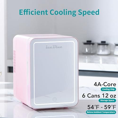 Iceblue 4L Dimmable LED Light Mirror Mini Fridge for Skincare, Skincare Fridge with thermoelectric Cooling Function for Cosmetics and Skincare, AC & DC Mini Refrigerator- Baby Pink thumbnail 5