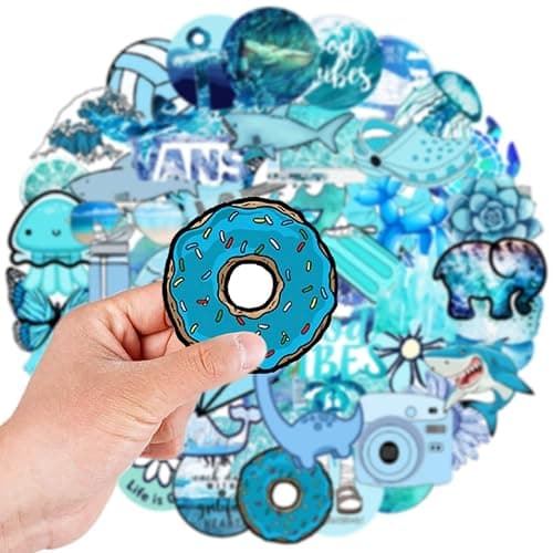 MARSFORCE Cute Vsco Blue Stickers, Gift for Kids Teen Adult, Lovely Waterproof Vinyl Decals for Laptop Water Bottles Skateboard Bike Car Helmet Travel Luggage Guitar Toy Phones DIY Party [53 PCS] thumbnail 2
