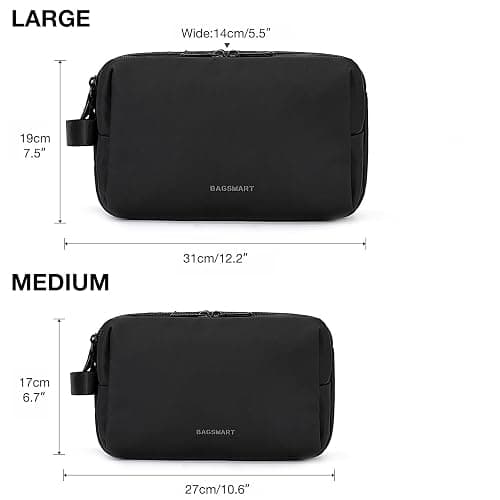BAGSMART Toiletry Bag for Men, Travel Toiletry Organizer Dopp Kit Water-resistant Shaving Bag for Toiletries Accessories, Door Room Essentials, Black-medium thumbnail 6