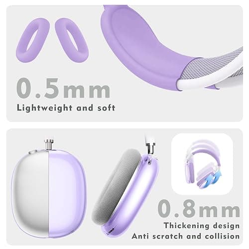 Aiaabq for AirPods Max case Cover(2024/2020),Anti-Scratch Ear Pad Case Cover/Ear Cups Cover/Headband Cover for AirPods Max(USB-C/Lightning). Clear Soft TPU and Silicone,Skin Scratch Proof. thumbnail 2
