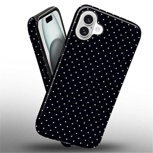 ilikediy for iPhone 16 Case,HL2 Polka Dot Black Hybrid 2 Layer Hard Shell Silicone Protective Pattern Design Case thumbnail 2