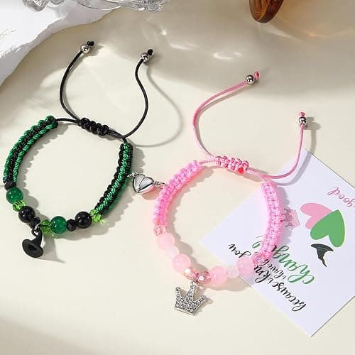 Elphaba Galinda Matching Bracelets -Braided Friendship Bracelet- Rhinestone Crown Witch Hat Matching Bracelets -Couples BFF Accessories Gifts for Fans Party Dress Decor thumbnail 2