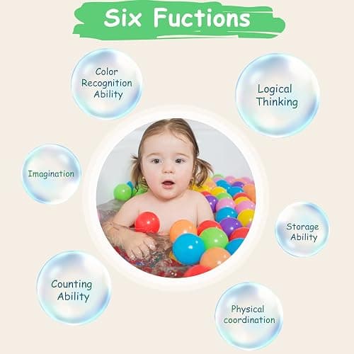 Hovenlay Ball Pit Balls Phthalate Free BPA Free Crush Proof Plastic - 7 Bright Colors in Reusable Play Toys for Kids with Storage Bag thumbnail 4