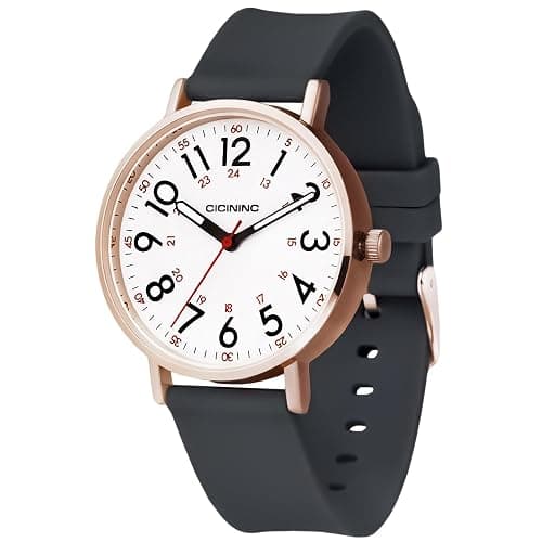 cicininc Watch with Second Hand for Nursing Women | Analog | Military Time | Silicone Band | Easy Read Dial | 12/24H | for Nurses, nursing students, medical professionals - Image 1