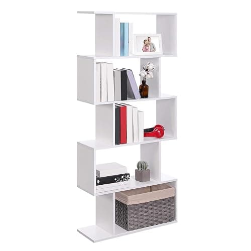 VASAGLE Wooden Bookcase, Display Shelf and Room Divider, Freestanding Decorative Storage Shelving, 5-Tier Bookshelf, White thumbnail 5