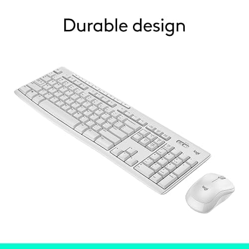 Logitech MK270 Wireless Keyboard and Mouse Combo for Windows, 2.4 GHz, 8 Multimedia Keys, PC, Laptop, Wireless Keyboard Compact Mouse Combo - White thumbnail 5