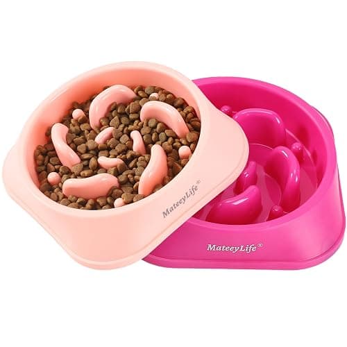 MateeyLife Slow Feeder Dog Bowls 2PCS, Anti-Choking Puzzle Dog Food Bowls, Anti-Slip Interactive Feeding Slow Down Eating, Bloat Stop Maze Dishes for Medium Breeds Pink&Purple thumbnail 8