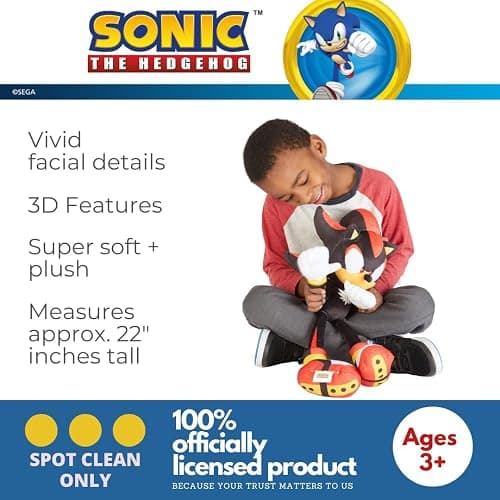 Sonic Shadow The Hedgehog Anime Kids Bedding Super Soft Plush Cuddle Pillow Buddy, One Size, (Officially Licensed Product) thumbnail 3