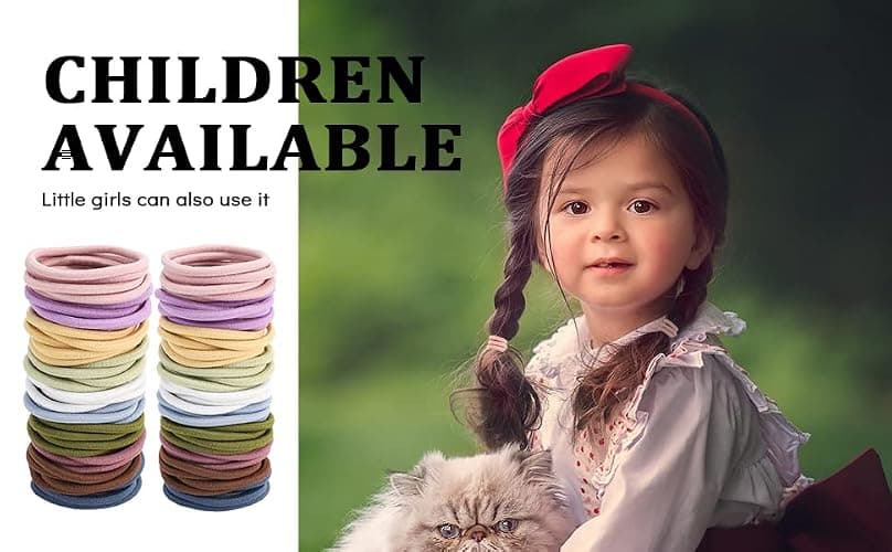 Sderoq 50PCS Womens Elastics Hair Tie, 4mm Colorful Ponytail Holders Hair Bands for Medium to Thick Hair, Curly Hair thumbnail 5