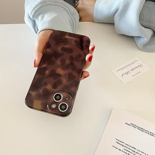 XQAGU Cute Phone Case for iPhone 13 Pro Case Amber Leopard Full Camera Protective Slim Shockproof Aesthetic-Brown Amber thumbnail 7