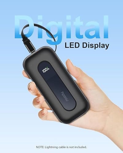 Miady Portable Charger 10000mAh PD 30W Fast Charging Power Bank with Built-in 1.9ft Retractable USB-C Cable & LED Display Small Battery Pack Compatible with iPhone 16/15 Series, Galaxy, Android, iPad thumbnail 6