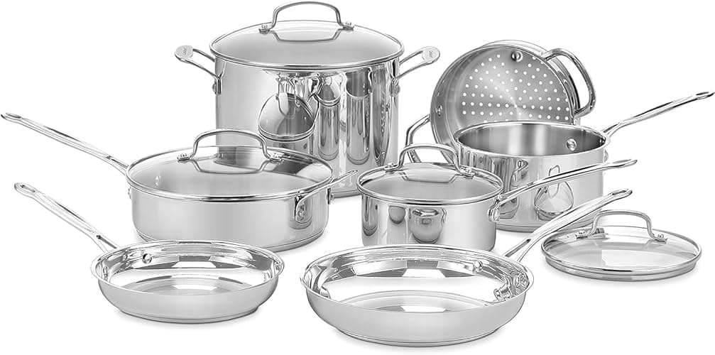 Cuisinart Chef’s Classic 11-Piece Stainless Steel Pots and Pans Set, Cookware Set Compatible with Induction, Electric, Gas Cooktops, Aluminum Core for Even Heat, Cool Grip Handles, Dishwasher Safe - Image 1