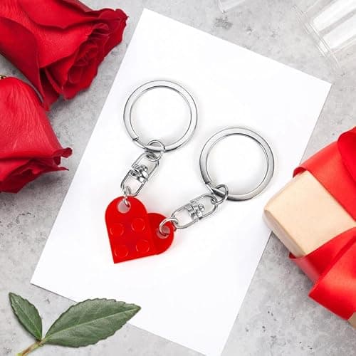 BOBIPRO Couples Matching Stuff Gifts - Red Heart Keychain, Matching Couple Heart Keychains Decorations Christmas Valentines Day Gifts for Boyfriend Girlfriend thumbnail 3