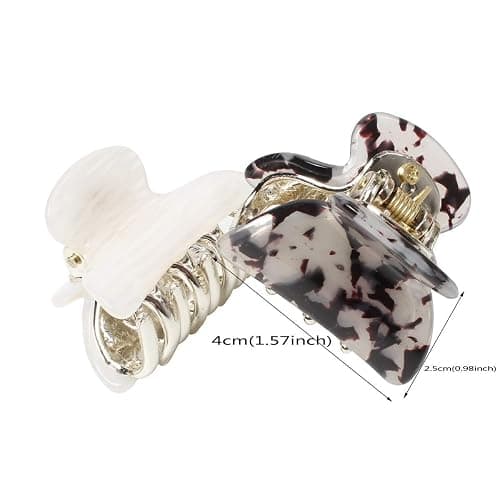 1.57 inch Small Acrylic Hair Claw Clips for Girls and Women Marbling Hair Clips,Plastic No-Slip Grip Jaw Hair Clip Hair Jaw Clamp,Pack of 12 thumbnail 5