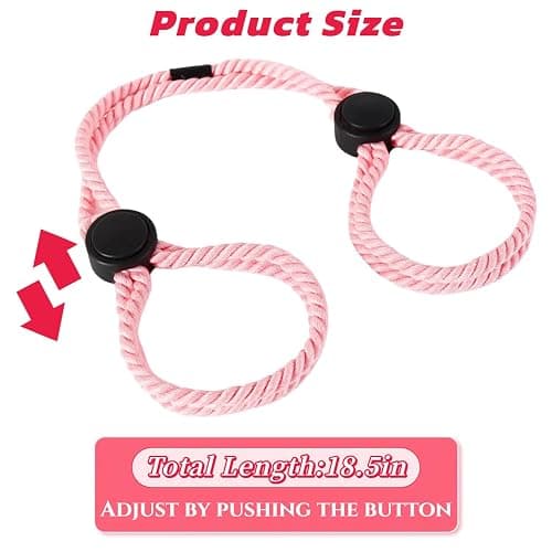 Rope Handcuffs BDSM Bondage Restraints Ankle Cuffs Sex Toys Adjustable Cotton Rope Wrist Straps SM Game Adult Play for Couple (Pink) thumbnail 4