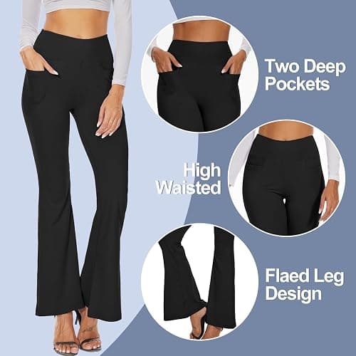 3 Packs Leggings with Pockets for Women, Soft High Waisted Tummy Control Workout Yoga Pants thumbnail 3