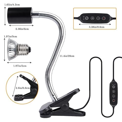 LUCKY HERP Tortoise Heat Lamp Aquarium, Reptile UVA UVB Basking Light(Bulb 25W+50W), E27 Turtle Lamp Dimmable Holder for Reptile Terrarium thumbnail 4