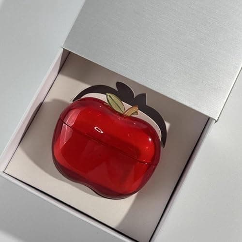 Cute Fruit Shaped Case for AirPods Pro 1/2, Realistic Design Cover with Leaf Charm, Translucent Shockproof TPU Protective Case, Great Gift Idea (red for Airpods Pro2) thumbnail 6