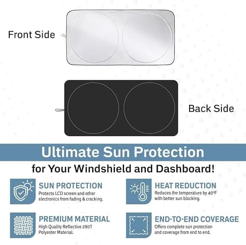 Autovir Windshield Sun Shade, Foldable Car Window Shades, 280T Visor Shade thumbnail 7
